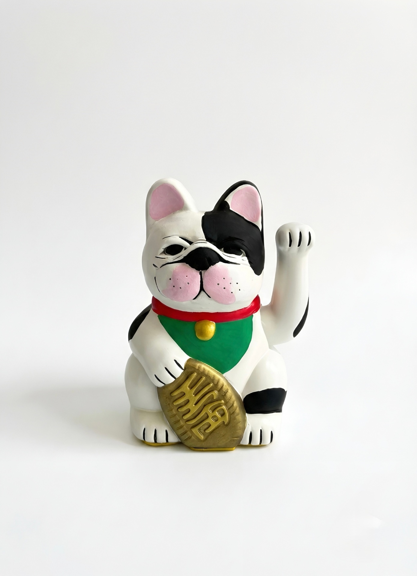Customer photo of a french bulldog lucky cat hand-painted Maneki Neko Lucky Cat from Endorphin Art — 5-star review by Haley