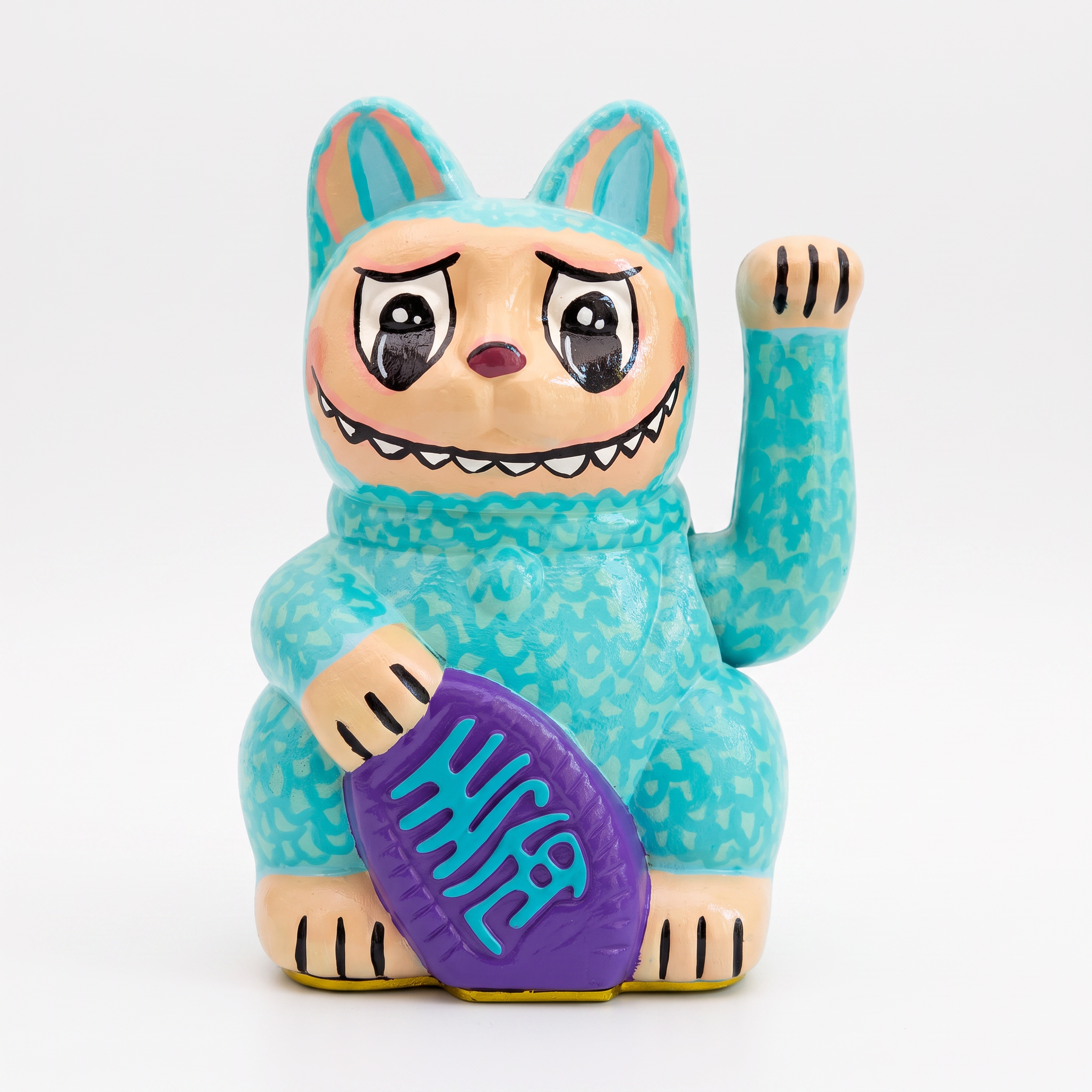 LABUBU LUCKY CAT — hand-painted Maneki Neko Lucky Cat by Endorphin Art in a styled home setting (view 2)